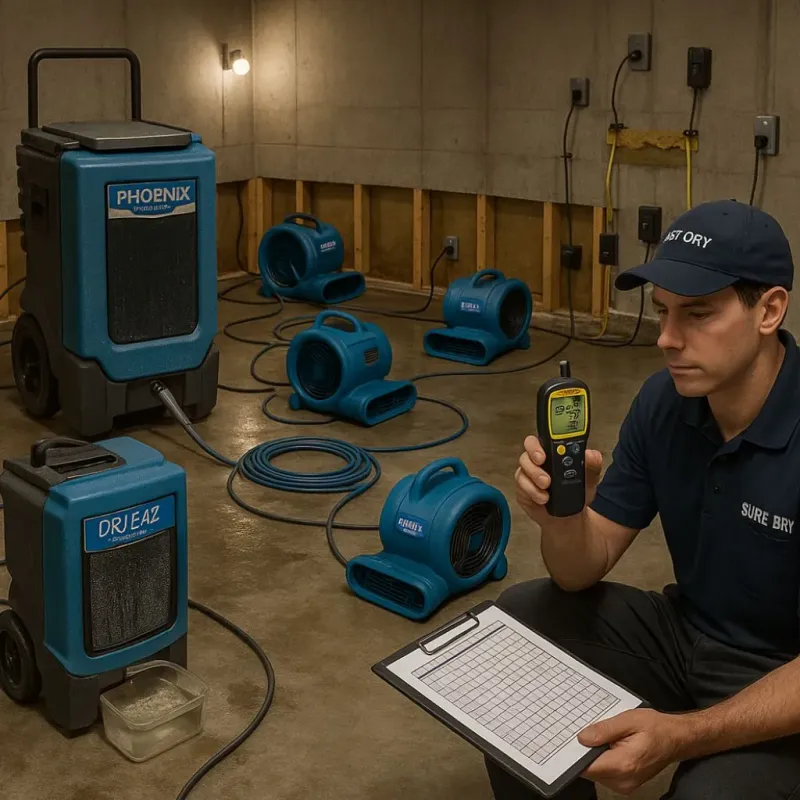 Structural Drying and Dehumidification process in Wheatland, CA